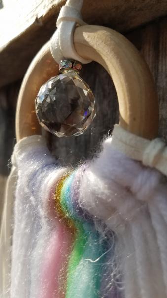 rainbow + white + genuine crystal small minimalist dream catcher (sku180) picture