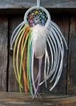 rainbow + white small dream catcher with crystals (sku504)