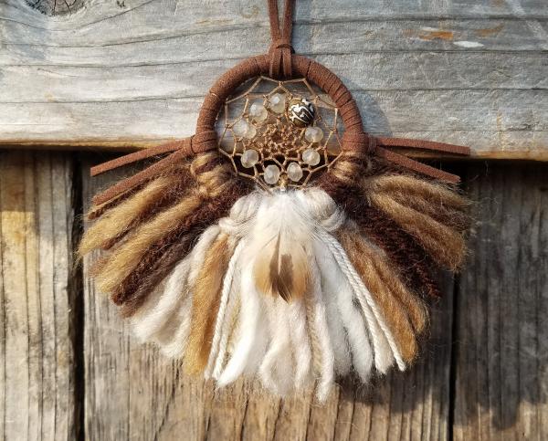 blue + cream + tan + brown "shortie" dream catcher (sku327) picture