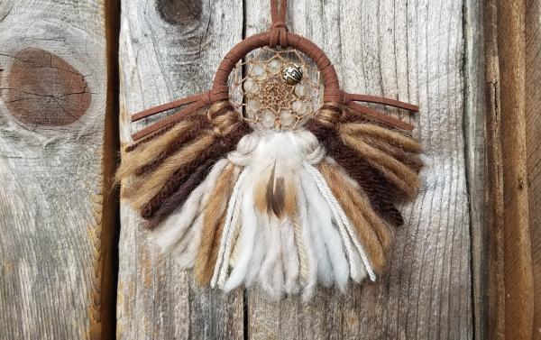 blue + cream + tan + brown "shortie" dream catcher (sku327) picture