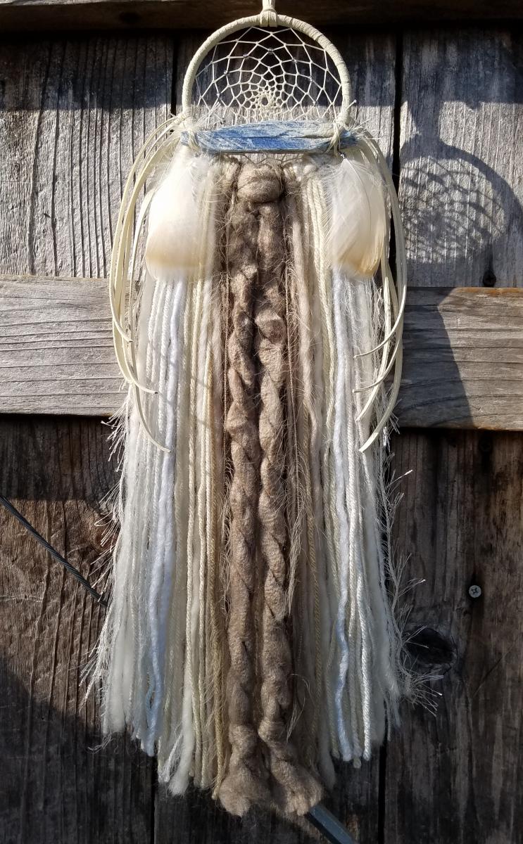 blue Kyanite + dusty brown + sky blue + creams dream catcher (sku340) picture