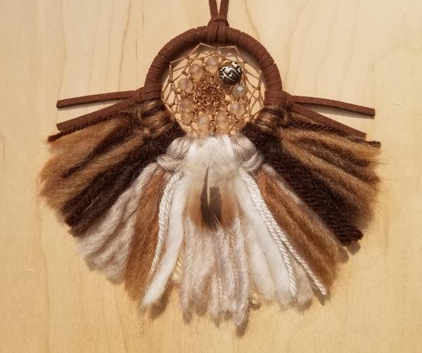 blue + cream + tan + brown "shortie" dream catcher (sku327) picture