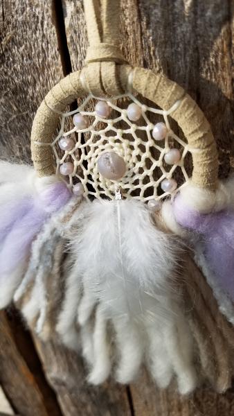 lavender + cream + beige "shortie" dream catcher (sku421) picture