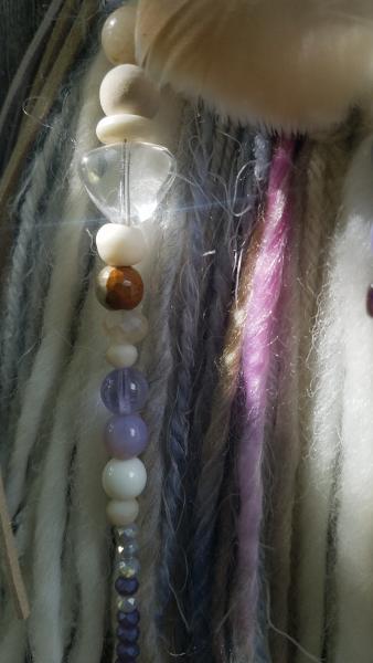 crystal clear quartz + lilac purple + blue + tan + Picture Jasper dream catcher (sku255) picture