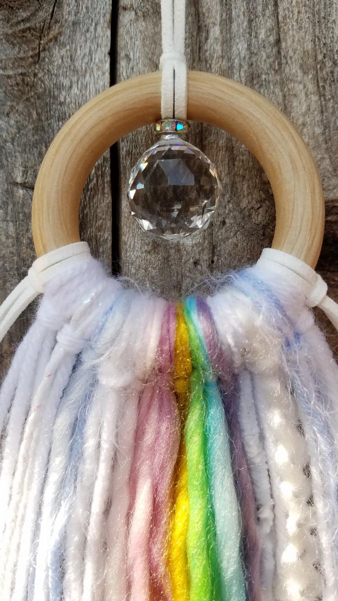 rainbow + white + genuine crystal small minimalist dream catcher (sku178)) picture