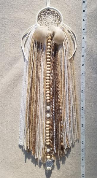 white + cream + brown + tan with genuine crystals dream catcher (sku519) picture