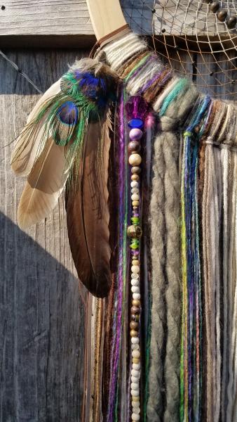 peacock feathers + Abalone + purple + EXTRA large dream catcher (sku204) picture