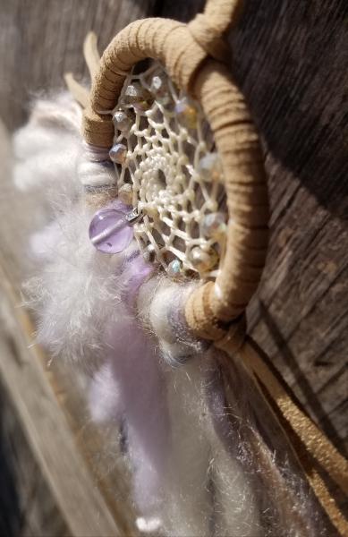 lilac + cream + rainbow + tan small "shortie" dream catcher (sku423) picture