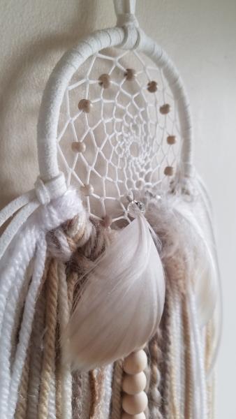 white + cream + brown + tan with genuine crystals dream catcher (sku519) picture