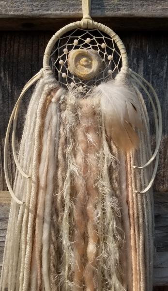 peach + cream + natural Druzy Crystal dream catcher (sku 337) picture