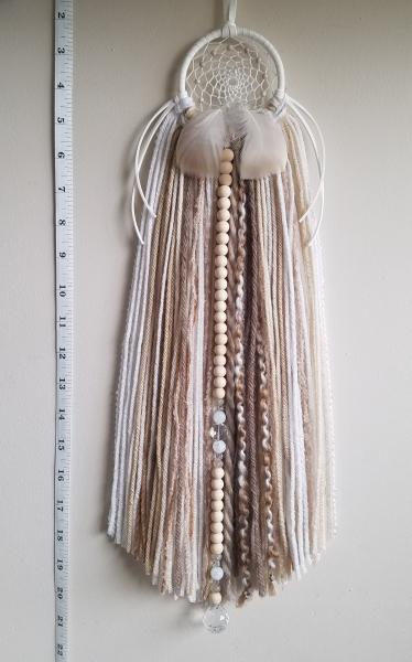 white + cream + brown + tan with genuine crystals dream catcher (sku519) picture