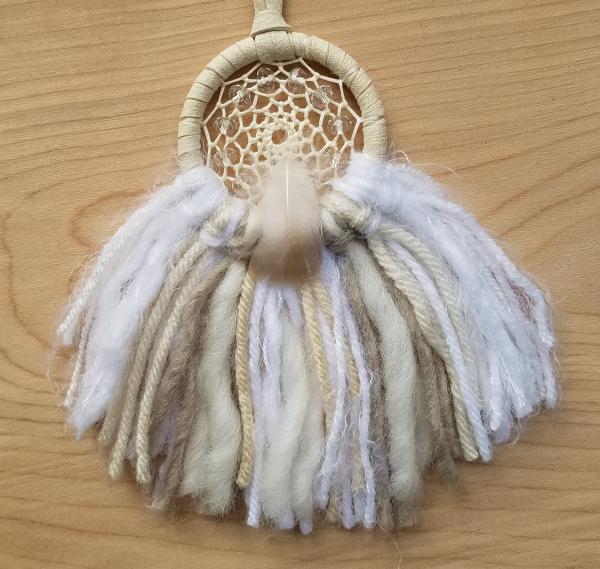 white + cream + crystals "shortie" dream catcher (sku424) picture