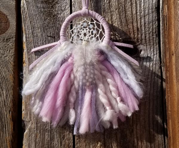 pink + purple + white small "shortie" dream catcher (sku316) picture