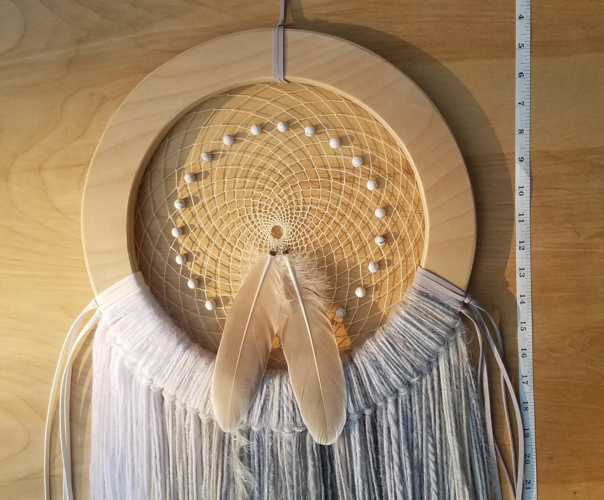 gray + white + wood + Howlite LARGE dream catcher ( sku517) picture