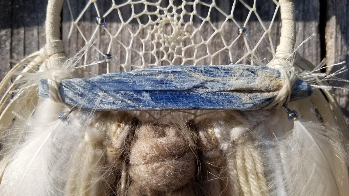 blue Kyanite + dusty brown + sky blue + creams dream catcher (sku340) picture