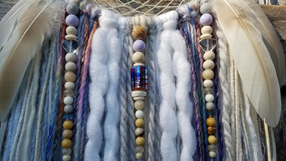 blue + white + purple + cream medium large dream catcher (sku253) picture