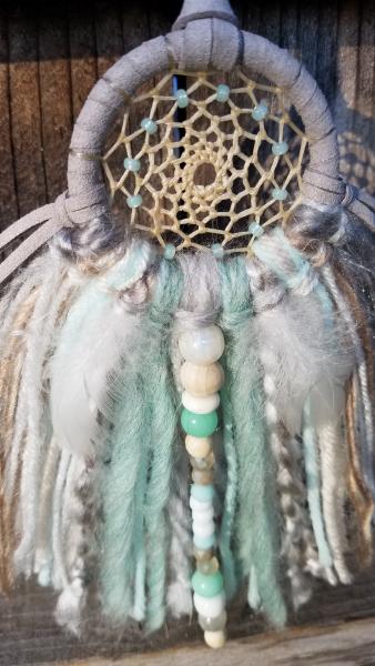 aqua + gray + white + Moonstone small dream catcher (sku374) picture