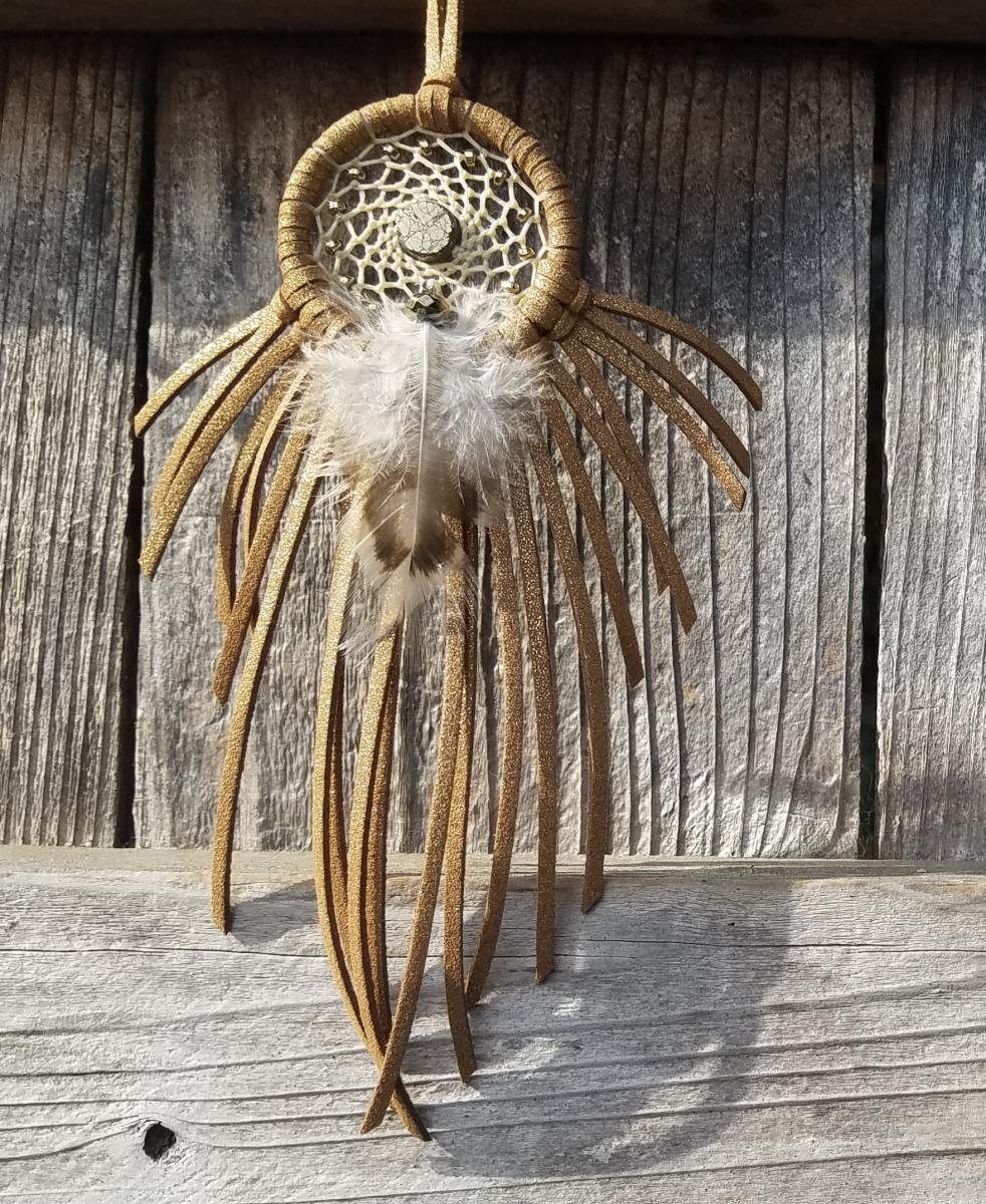 chestnut + gold + Pyrite small dream catcher (sku443) picture