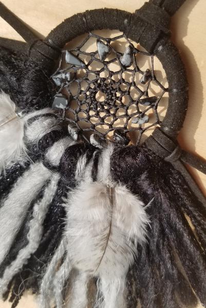 black + gray + small "shortie" dream catcher (sku525)