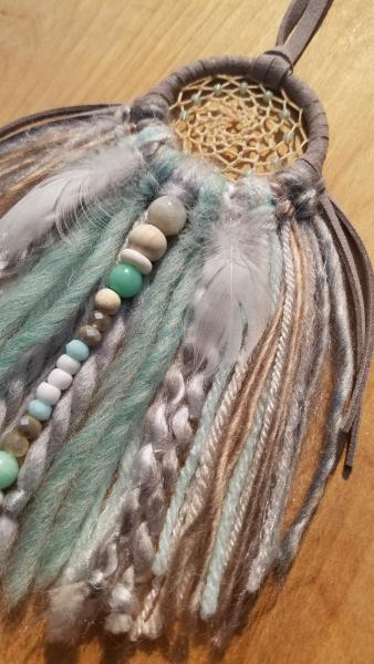 aqua + gray + white + Moonstone small dream catcher (sku374) picture