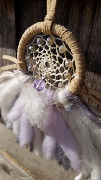 lilac + cream + rainbow + tan small "shortie" dream catcher (sku423) picture