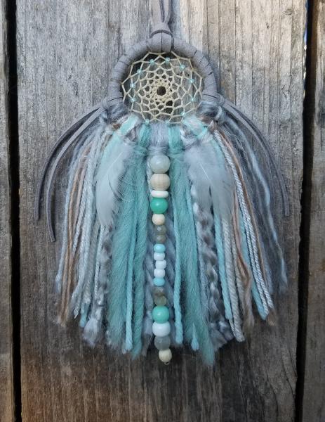 aqua + gray + white + Moonstone small dream catcher (sku374) picture