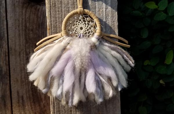 lilac + cream + rainbow + tan small "shortie" dream catcher (sku423) picture