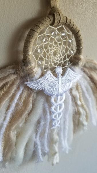 white + cream + tan + Nurse/Doctor gift "shortie" dream catcher (sku419) picture