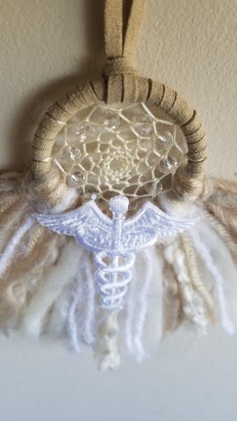 white + cream + tan + Nurse/Doctor gift "shortie" dream catcher (sku419) picture