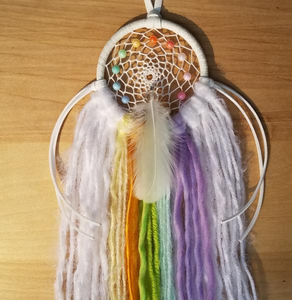 rainbow + white + genuine crystals dream catcher (sku506) picture