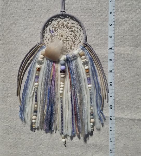 crystal clear quartz + lilac purple + blue + tan + Picture Jasper dream catcher (sku255) picture