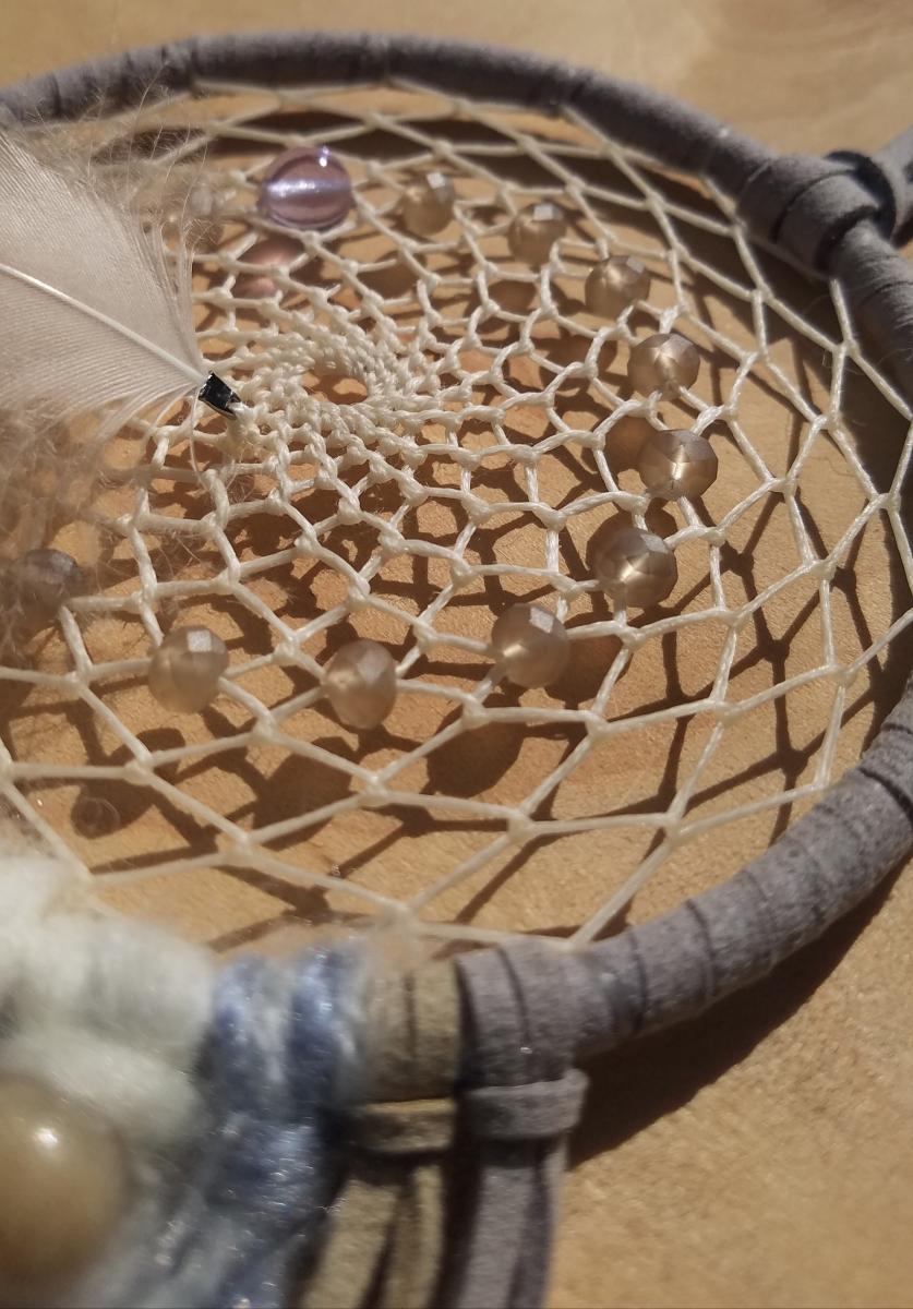 crystal clear quartz + lilac purple + blue + tan + Picture Jasper dream catcher (sku255) picture