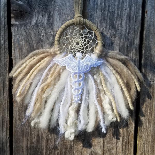 white + cream + tan + Nurse/Doctor gift "shortie" dream catcher (sku419) picture