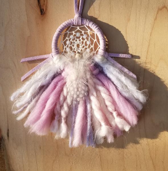 pink + purple + white small "shortie" dream catcher (sku316) picture