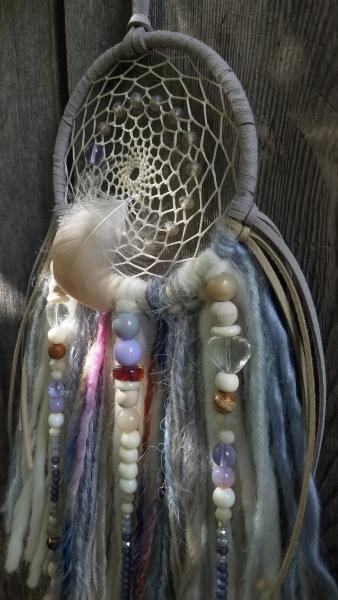 crystal clear quartz + lilac purple + blue + tan + Picture Jasper dream catcher (sku255) picture