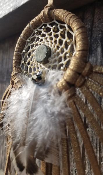 chestnut + gold + Pyrite small dream catcher (sku443) picture