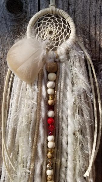 cream + red + Buddhist Mala dream catcher (sku141) picture