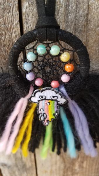 black + rainbow + grumpy cloud small "shortie" dream catcher (sku520, 521, 522) picture