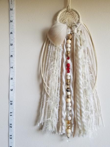 cream + red + Buddhist Mala dream catcher (sku141) picture