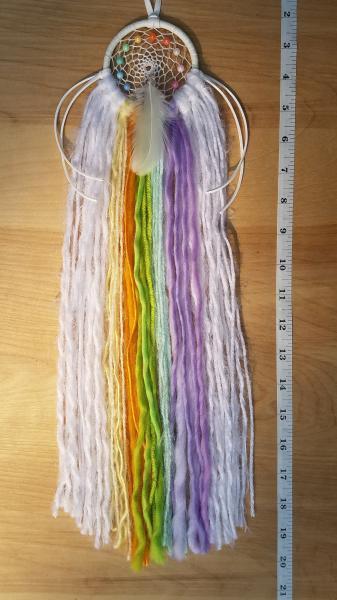 rainbow + white + genuine crystals dream catcher (sku506) picture