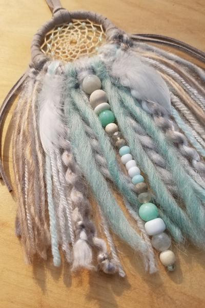 aqua + gray + white + Moonstone small dream catcher (sku374) picture