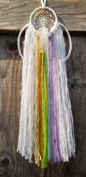 rainbow + white + genuine crystals dream catcher (sku506) picture