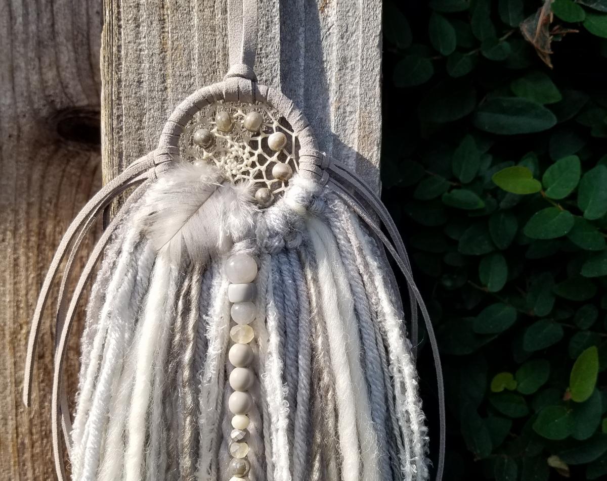 gray + white + cream + Howlite small dream catcher (sku224) picture