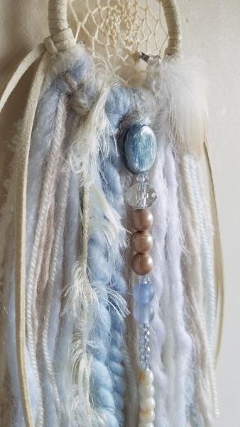 sky blue + cream + crystals + Blue Kyanite dream catcher (sku127) picture