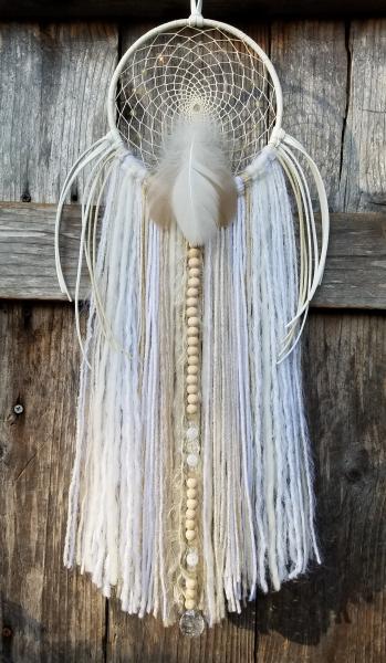 white + cream + genuine crystals medium dream catcher (sku528) picture