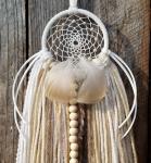 white + cream + brown + tan with genuine crystals dream catcher (sku519)