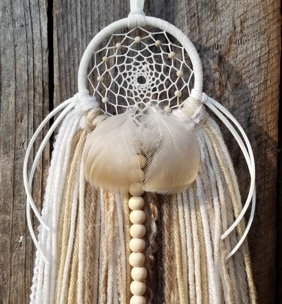 white + cream + brown + tan with genuine crystals dream catcher (sku519) picture