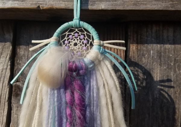 purple + aqua + cream + periwinkle dream catcher (sku376)