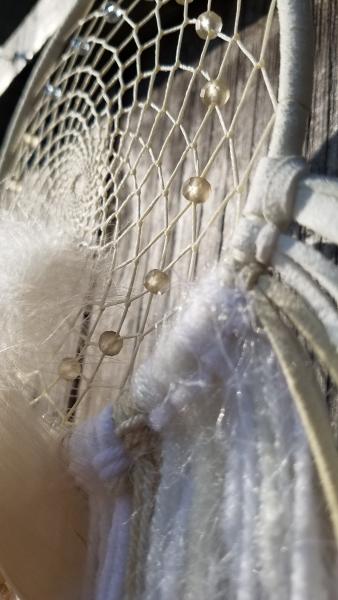 white + cream + genuine crystals medium dream catcher (sku528) picture