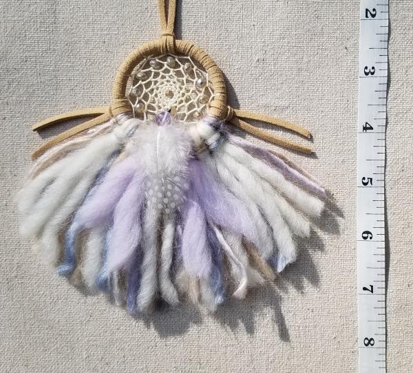 lilac + cream + rainbow + tan small "shortie" dream catcher (sku423) picture